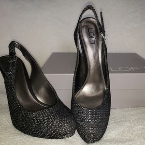 ANN TAYLOR LOFT sparkle tweed slingback pumps